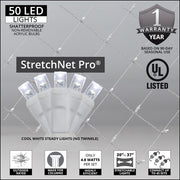 Cool White StretchNet Pro 5mm LED Christmas Column Wrap Lights, Lights on White Wire