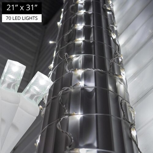 Cool White StretchNet Pro 5mm LED Christmas Column Wrap Lights, Lights on White Wire