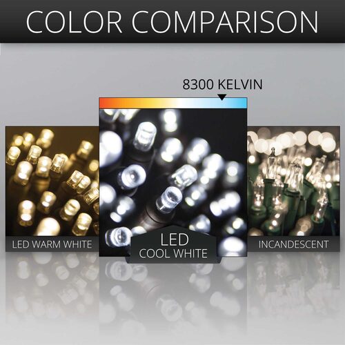 Cool White StretchNet Pro 5mm LED Christmas Trunk Wrap Lights, Lights on Brown Wire