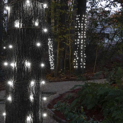 Cool White StretchNet Pro 5mm LED Christmas Trunk Wrap Lights, Lights on Brown Wire