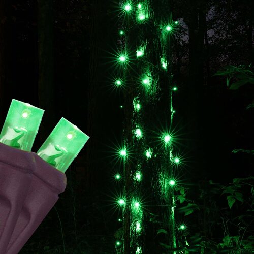 20" 45" Green StretchNet Pro&reg 5mm LED Christmas Trunk Wrap Lights, 50 Lights on Brown Wire