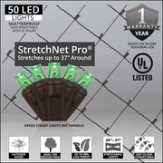 20" 45" Green StretchNet Pro&reg 5mm LED Christmas Trunk Wrap Lights, 50 Lights on Brown Wire