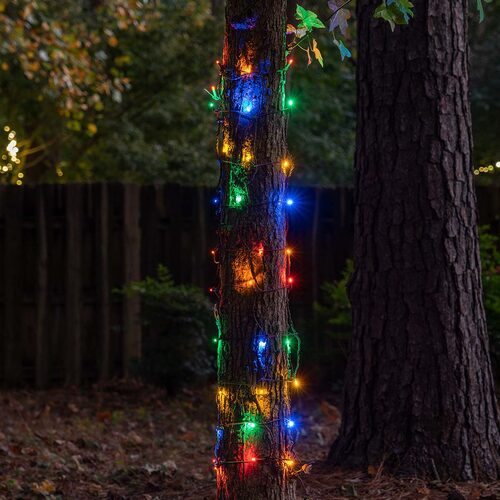 Multicolor StretchNet Pro 5mm LED Christmas Trunk Wrap Lights, Lights on Brown Wire