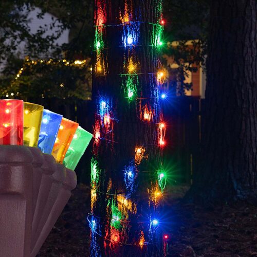 Multicolor StretchNet Pro 5mm LED Christmas Trunk Wrap Lights, Lights on Brown Wire