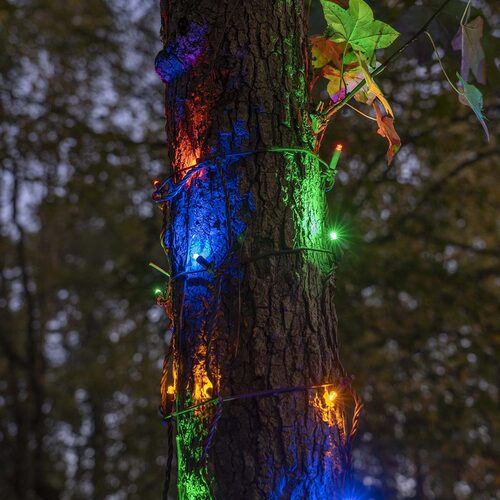 Multicolor StretchNet Pro 5mm LED Christmas Trunk Wrap Lights, Lights on Brown Wire