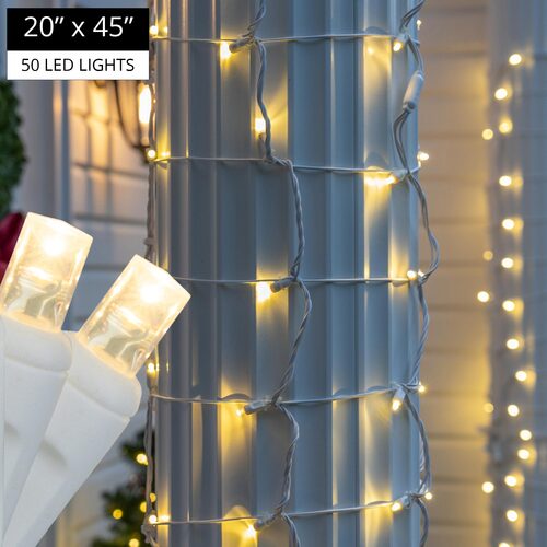 Warm White StretchNet Pro 5mm LED Christmas Column Wrap Lights, Lights on White Wire