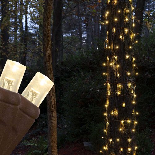 Warm White StretchNet Pro 5mm LED Christmas Trunk Wrap Lights, Lights on Brown Wire