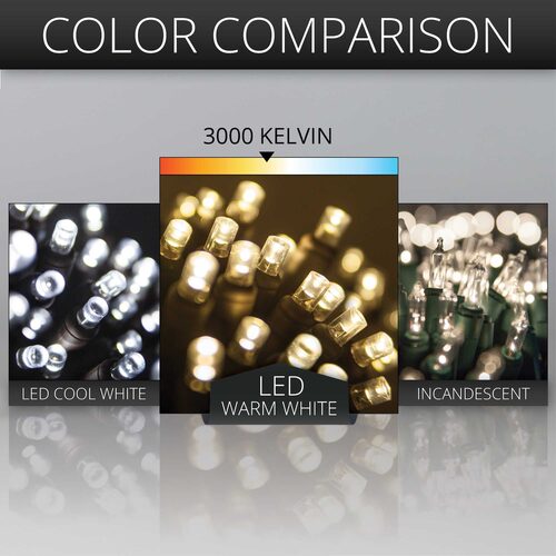 Warm White StretchNet Pro 5mm LED Christmas Trunk Wrap Lights, Lights on Brown Wire