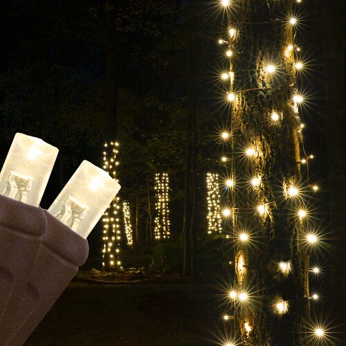 Warm White StretchNet Pro 5mm LED Christmas Trunk Wrap Lights, Lights on Brown Wire