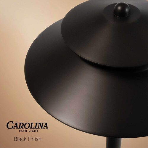 24" Carolina Two-Tier Path Light, 8" Hat, Black