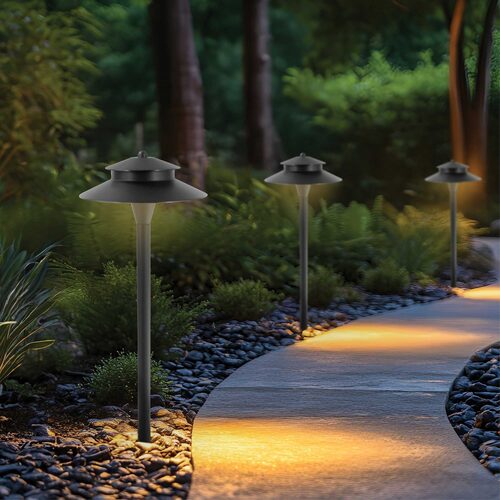 24" Carolina Two-Tier Path Light, 8" Hat, Black