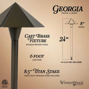 24" Georgia Parasol Path Light, 8" Hat, Antique Bronze