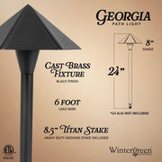 24" Georgia Parasol Path Light, 8" Hat, Black