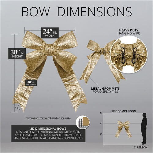 Gold Decorative 3D Glitter Bow