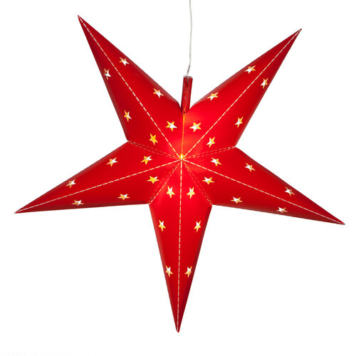 24" Red Aurora Superstar TM 5 Point Star Light, Fold-Flat, LED Lights, Outdoor Rated