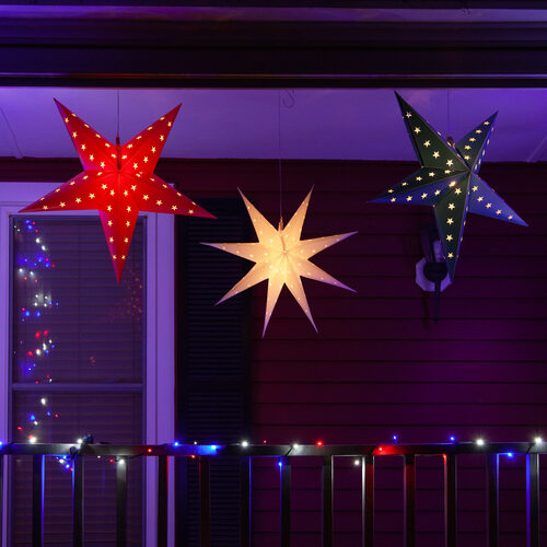 24" Red Aurora Superstar TM 5 Point Star Light, Fold-Flat, LED Lights, Outdoor Rated
