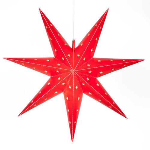 24" Red Aurora Superstar TM 7 Point Star Light, Fold-Flat, LED Lights, Outdoor Rated