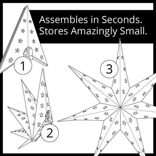 24" Red Aurora Superstar TM 7 Point Star Light, Fold-Flat, LED Lights, Outdoor Rated