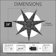 24" Red Aurora Superstar TM 7 Point Star Light, Fold-Flat, LED Lights, Outdoor Rated