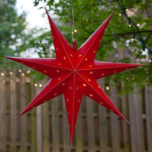 24" Red Aurora Superstar TM 7 Point Star Light, Fold-Flat, LED Lights, Outdoor Rated