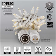 5mm Warm White WeatherPRO TM Commercial LED Lights, White Wire