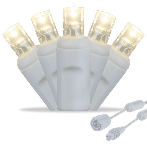 5mm Warm White WeatherPRO TM Commercial LED Lights, White Wire