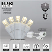 5mm Warm White WeatherPRO TM Commercial LED Lights, White Wire