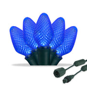25 C7 Blue Commercial LED Lights, Green Wire, 6" Spacing