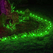 25 C7 Green LED Christmas Lights, Green Wire, 8" Spacing
