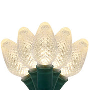 25 C7 Warm White LED Christmas Lights, Green Wire, 8" Spacing