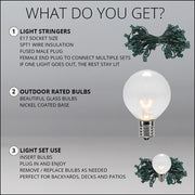 Commercial Clear Patio String Light Set with G50 Bulbs on Green Wire, E17 Base