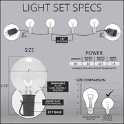 Commercial Clear Patio String Light Set with G50 Bulbs on Green Wire, E17 Base