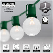 Commercial Clear Patio String Light Set with G50 Bulbs on Green Wire, E17 Base