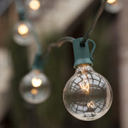 Commercial Clear Patio String Light Set with G50 Bulbs on Green Wire, E17 Base