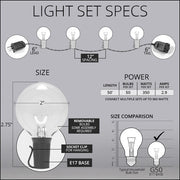 Commercial Clear Patio String Light Set with G50 Bulbs on Green Wire, E17 Base