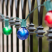 Commercial Multicolor Satin Patio String Light Set with G50 Bulbs on Green Wire, E17 Base