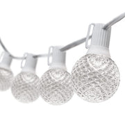 Cool White OptiCore LED Patio String Light Set with G50 Bulbs on White Wire, E17 Base