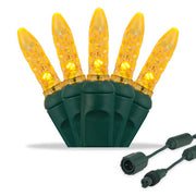 25 M5 Gold Commercial LED Lights, Green Wire, 4" Spacing