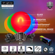 Multicolor FlexFilament TM Satin LED Patio String Light Set with G50 Bulbs on Black Wire, E17 Base