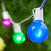 Multicolor FlexFilament TM Satin LED Patio String Light Set with G50 Bulbs on White Wire, E17 Base