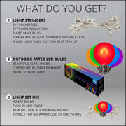 Multicolor FlexFilament TM Satin LED Patio String Light Set with G50 Bulbs on White Wire, E17 Base