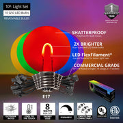 Multicolor FlexFilament TM Shatterproof LED Patio String Light Set with G50 Bulbs on Black Wire, E17 Base