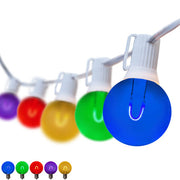 Multicolor FlexFilament TM Shatterproof LED Patio String Light Set with G50 Bulbs on White Wire, E17 Base