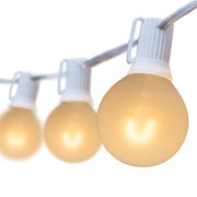 Warm White FlexFilament TM Satin LED Patio String Light Set with G50 Bulbs on White Wire, E12 Base