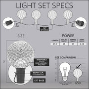 Warm White OptiCore LED Patio String Light Set with G50 Bulbs on Black Wire, E17 Base