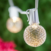 Warm White OptiCore LED Patio String Light Set with G50 Bulbs on White Wire, E12 Base