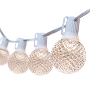 Warm White OptiCore LED Patio String Light Set with G50 Bulbs on White Wire, E17 Base