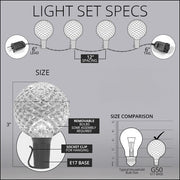 Warm White OptiCore LED Patio String Light Set with G50 Bulbs on White Wire, E17 Base