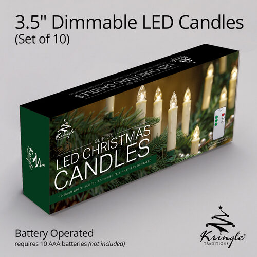 3.5" Remote Controlled LED Christmas Tree Candle Lights, Set of 10