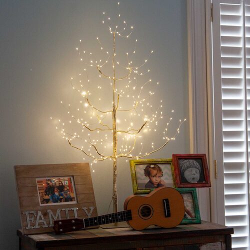 Gold Fairy Light Tree, Warm White LED